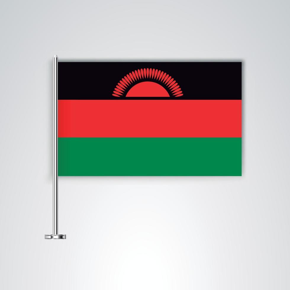 Malawi flag with metal stick vector