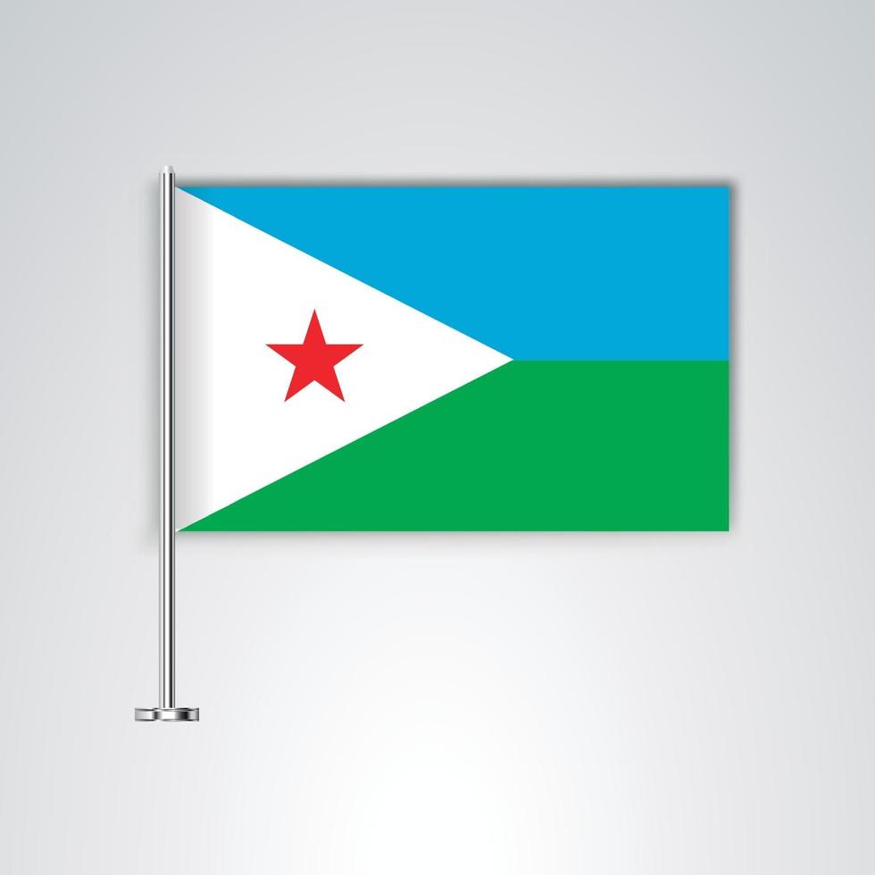 bandera de djibouti con varilla de metal vector