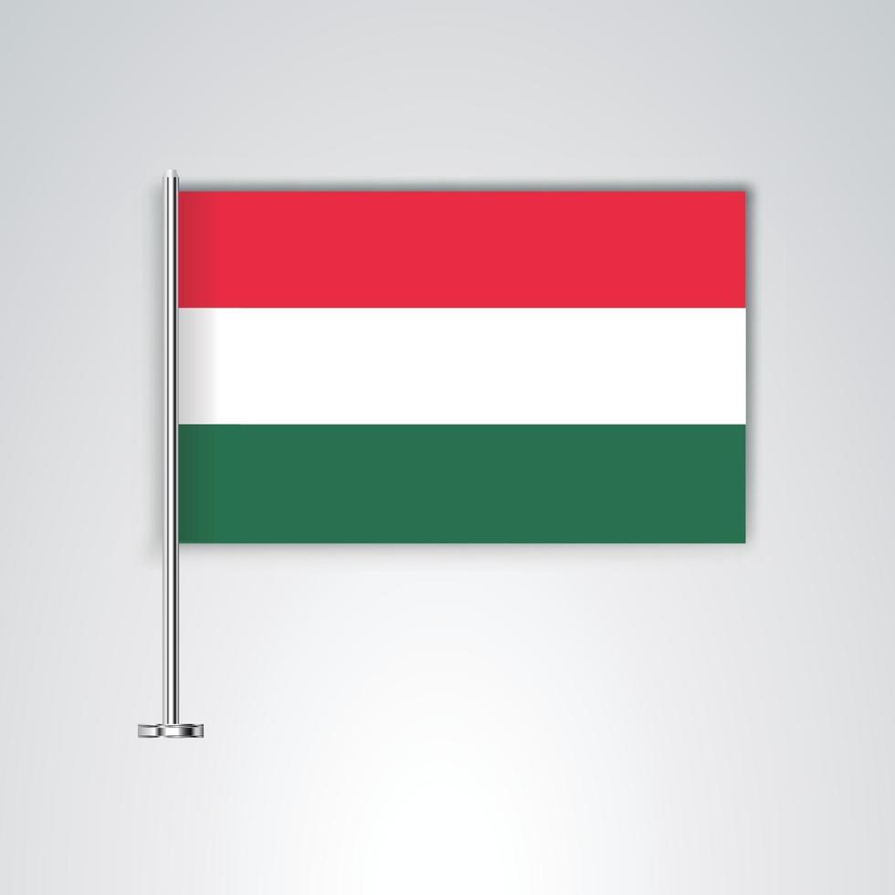 Hungary flag with metal stick vector