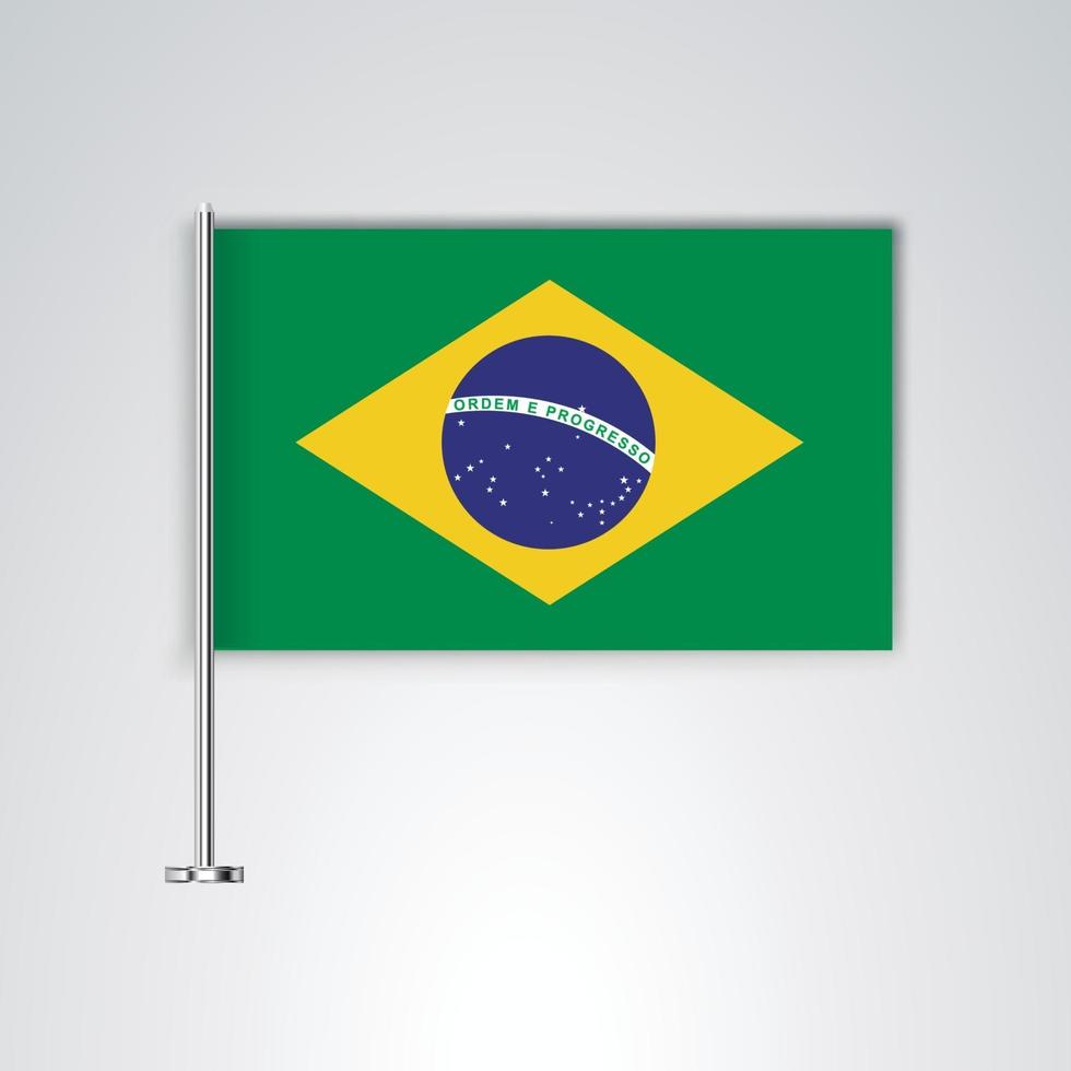 Brazil flag with metal stick vector
