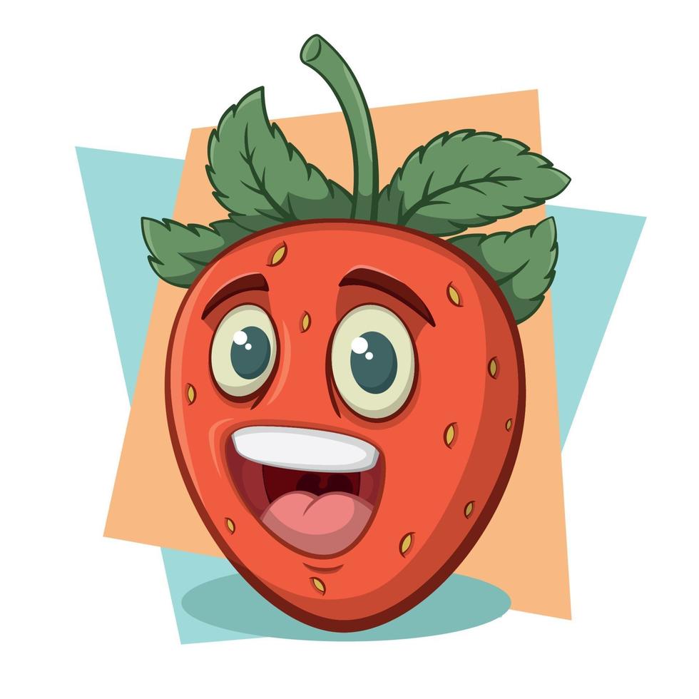 Cartoon Strawberry Character Funny Face vector