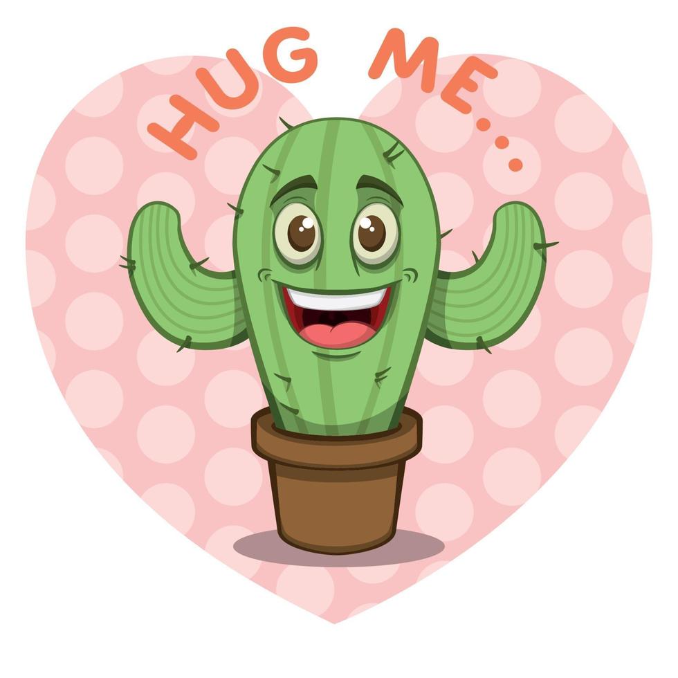 personaje de cactus de dibujos animados necesita un abrazo vector