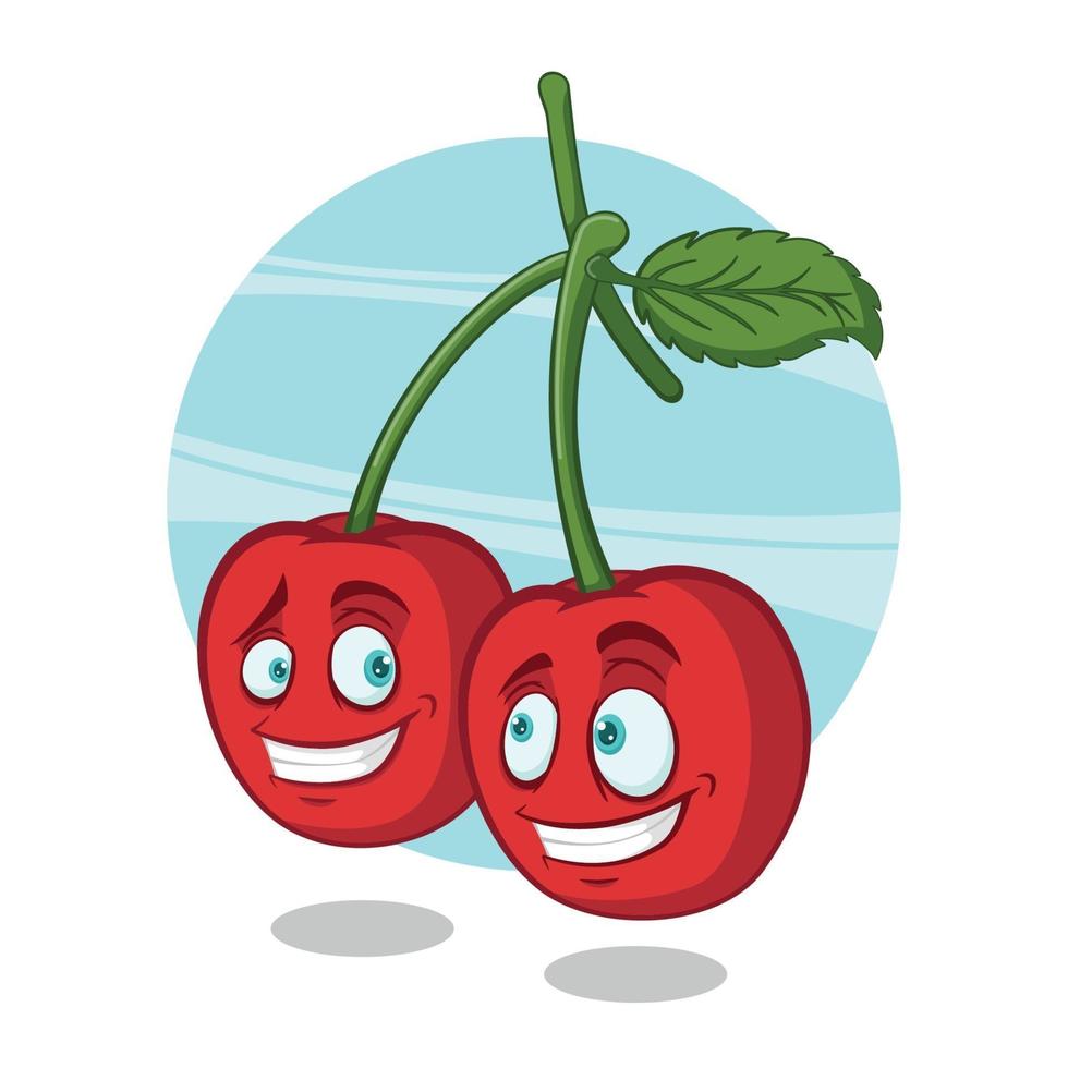 Twin Cherry Cartoon Character vector