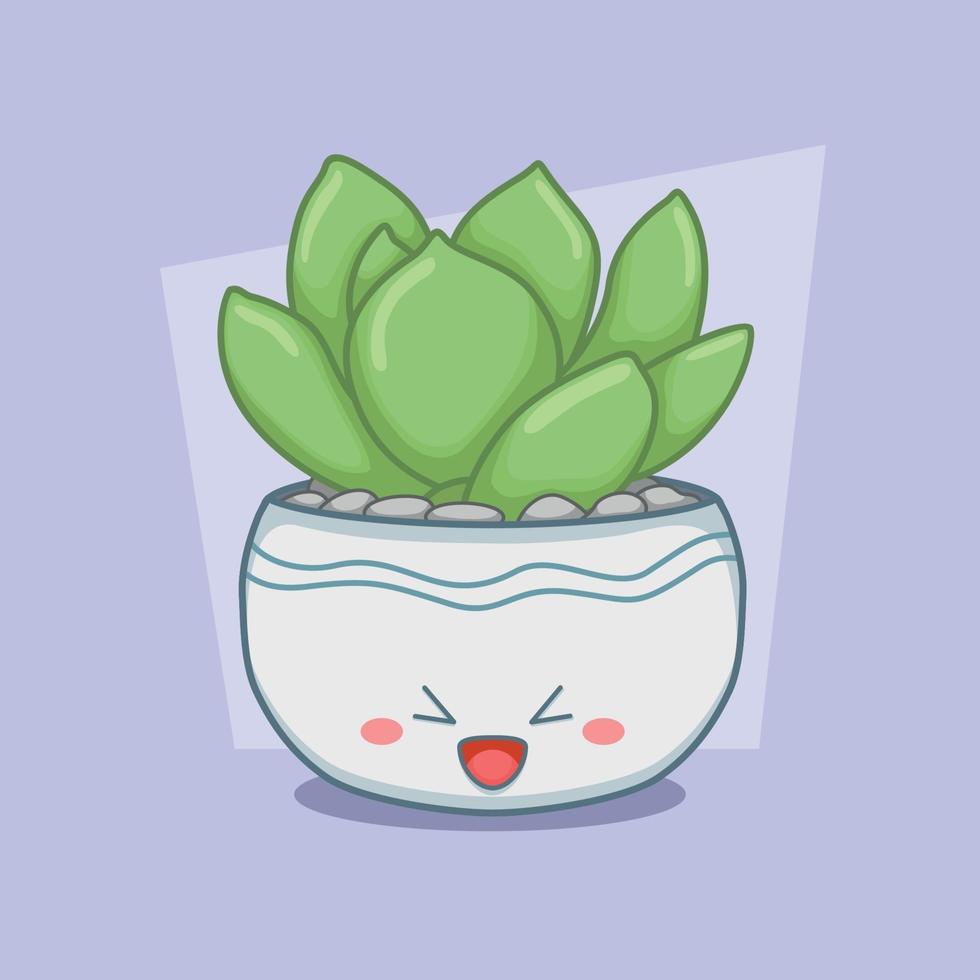 Succulent In Cute Round Pot vector