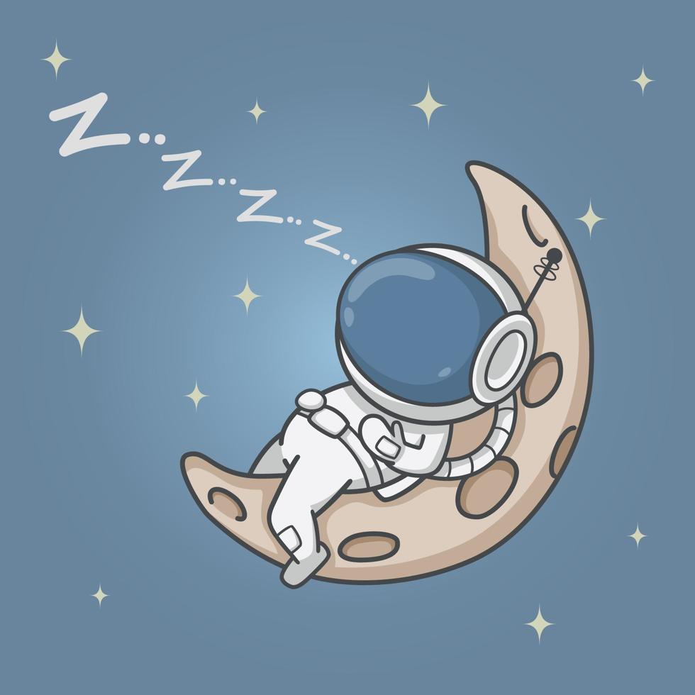 Cute Astronaut Sleeping On The Moon vector