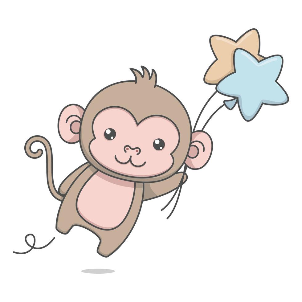 Cute Cartoon Monkey Holding Balloons vector