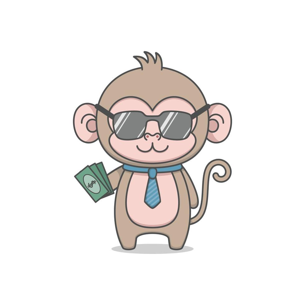 mono de dibujos animados lindo con dinero vector