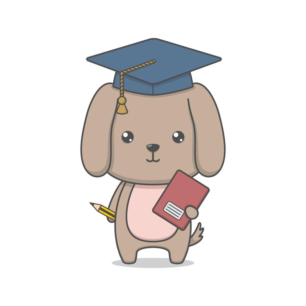 graduación de perro cachorro de dibujos animados lindo vector