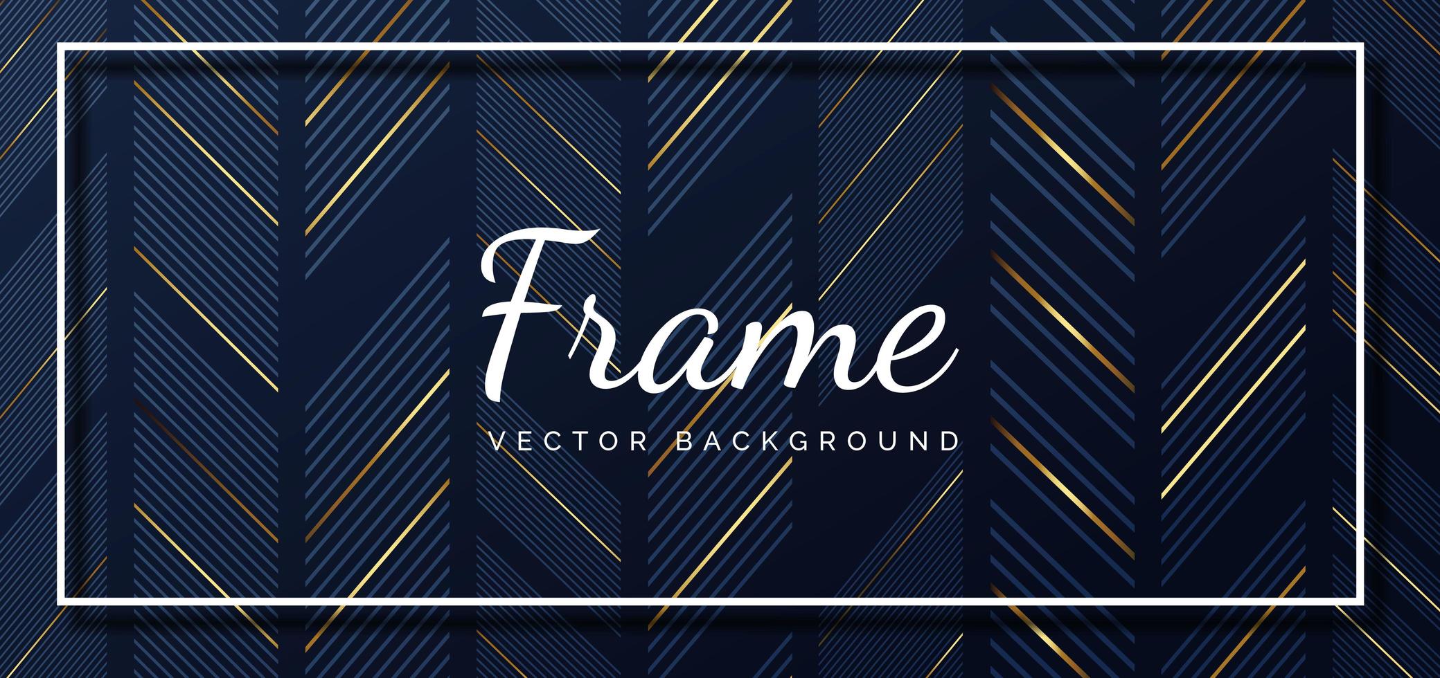 Abstract frame striped lines gold color on dark blue background. vector