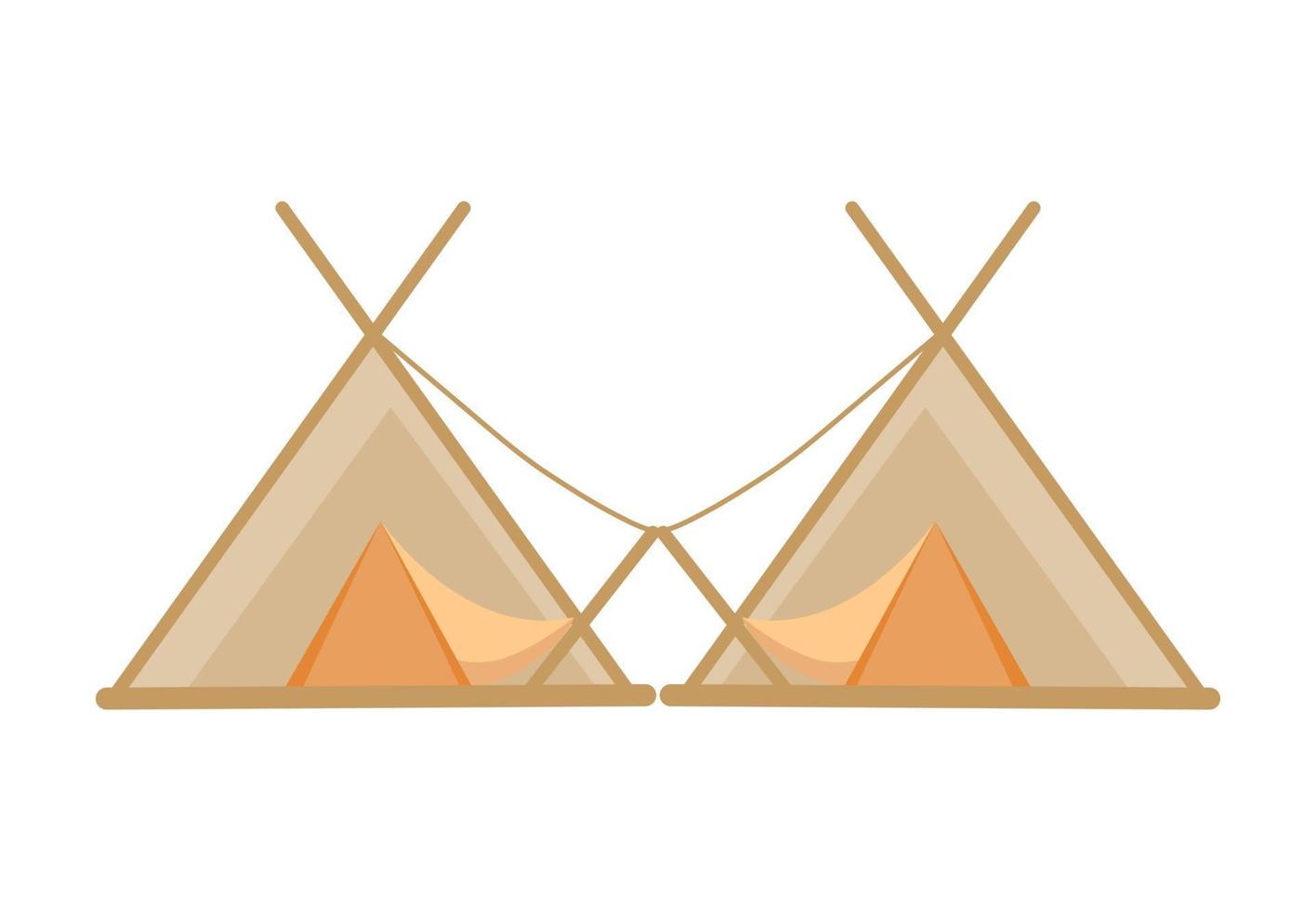 Glamping flat tent vector