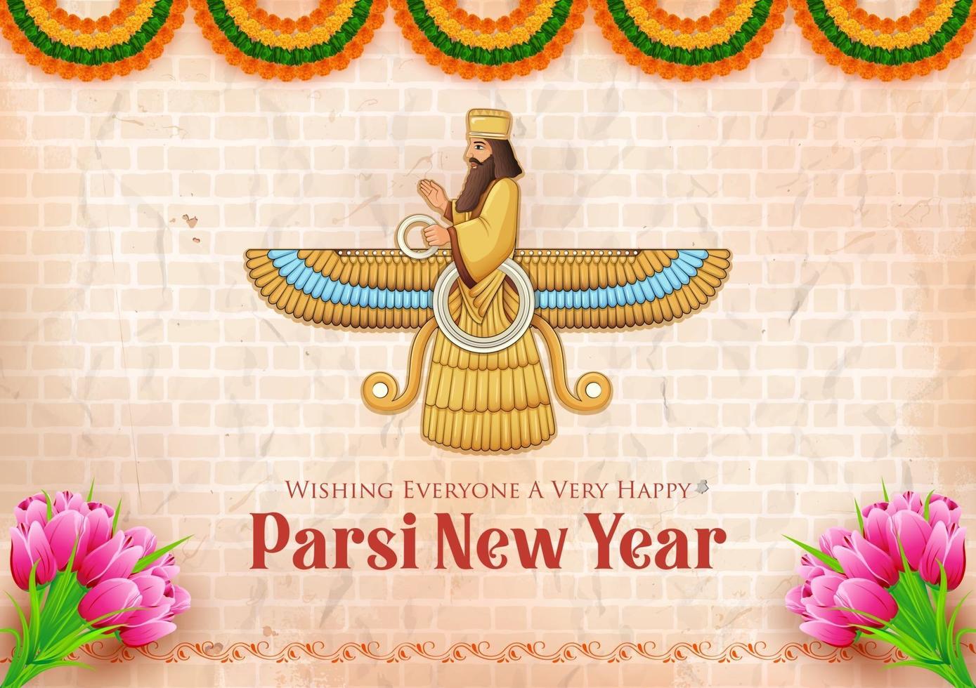 Happy Jamshedi Navroz festival background of Parsi vector