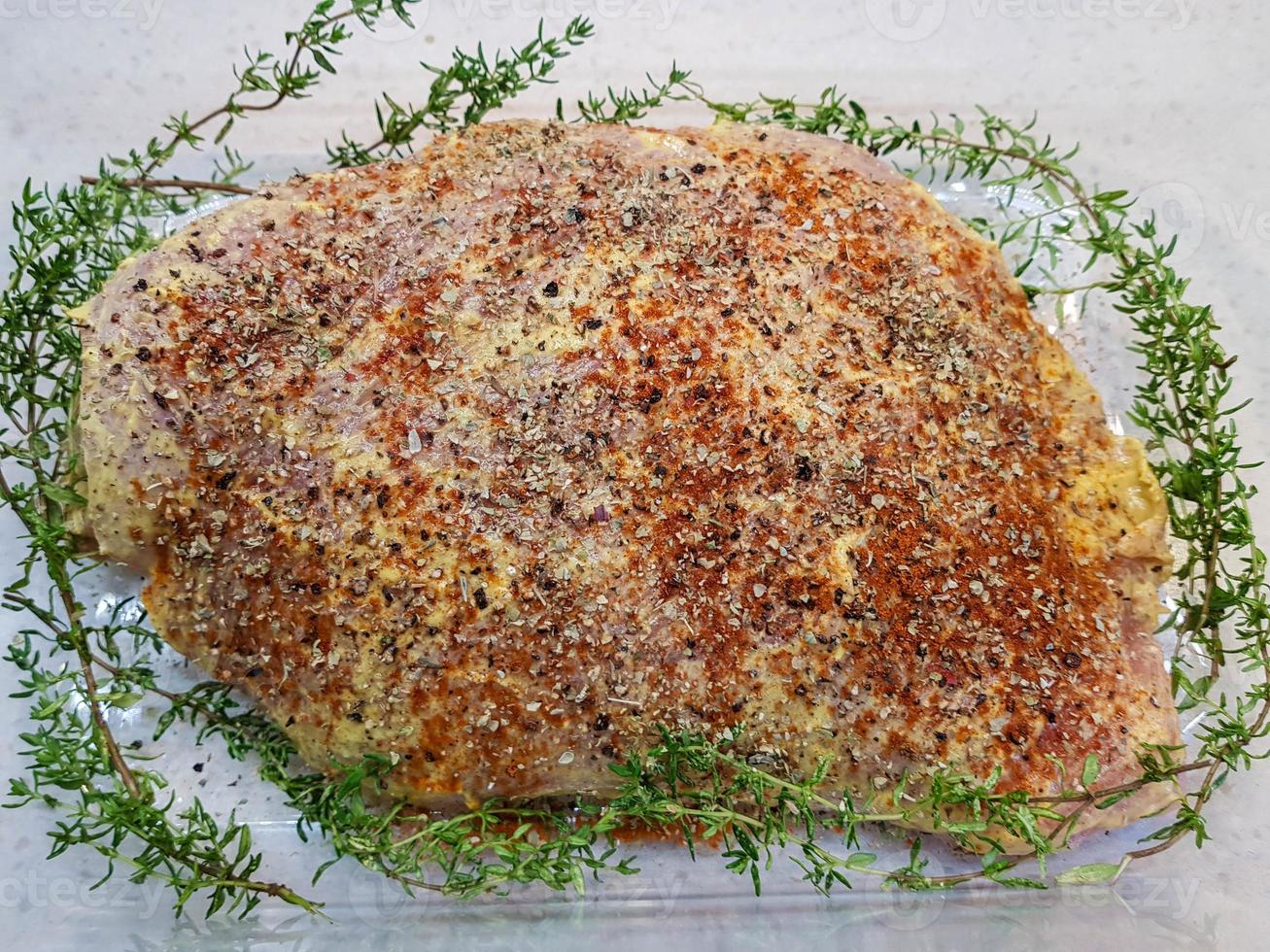 Roast turkey with pepper mustard crust photo