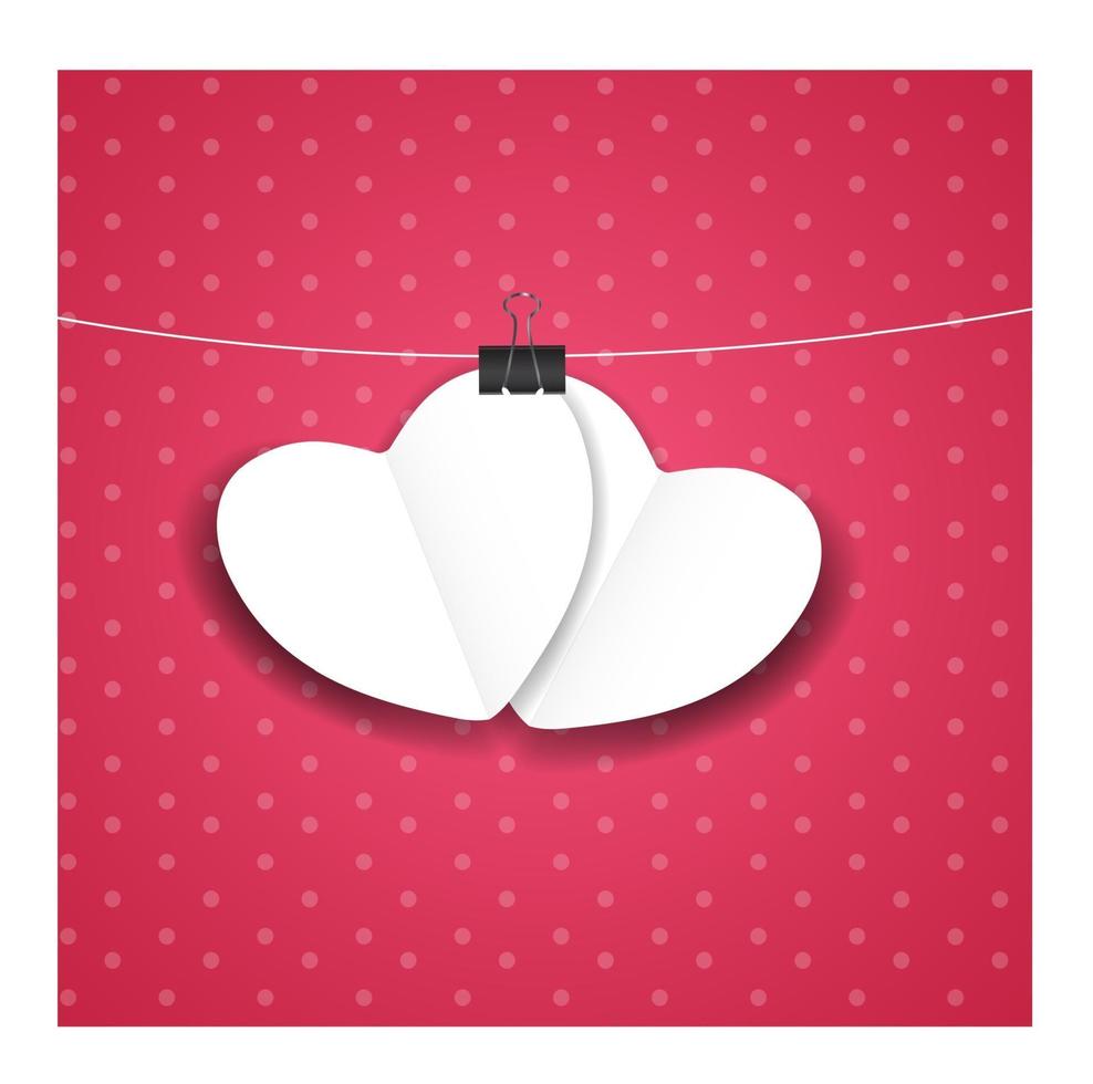 Valentines day paper heart background, vector illustration