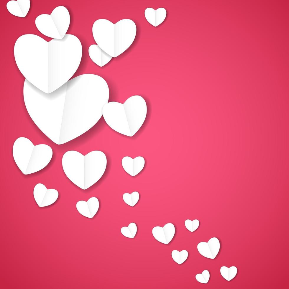 Valentines day paper heart background, vector illustration