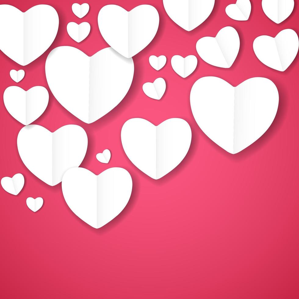 Valentines day paper heart background, vector illustration