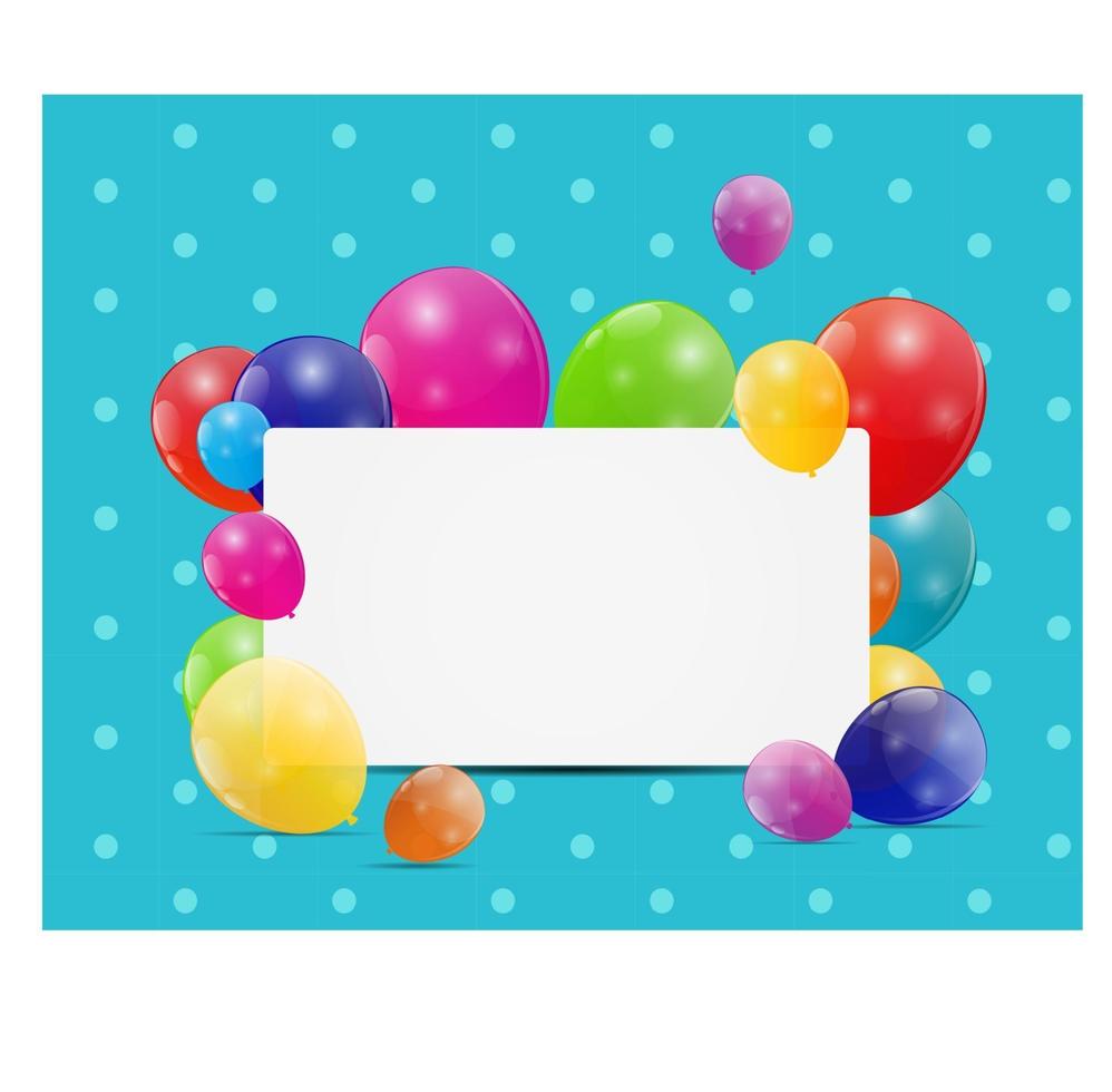 Color glossy balloons birthday card background vector