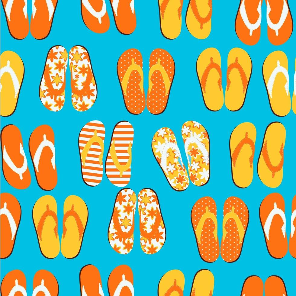 Beach Seamless Retro Grunge Background with Flip Flops 3212457 Vector