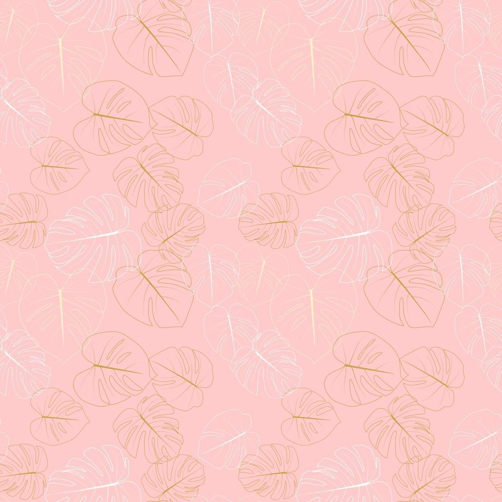 Monstera leaves seamless pattern natural tropical background. vector