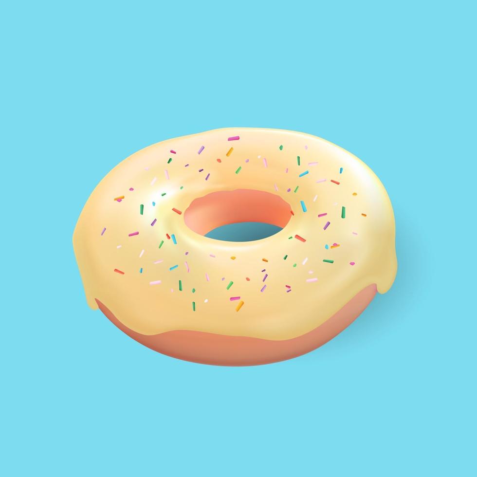 Donut dulce sabroso realista 3d. ilustración vectorial vector