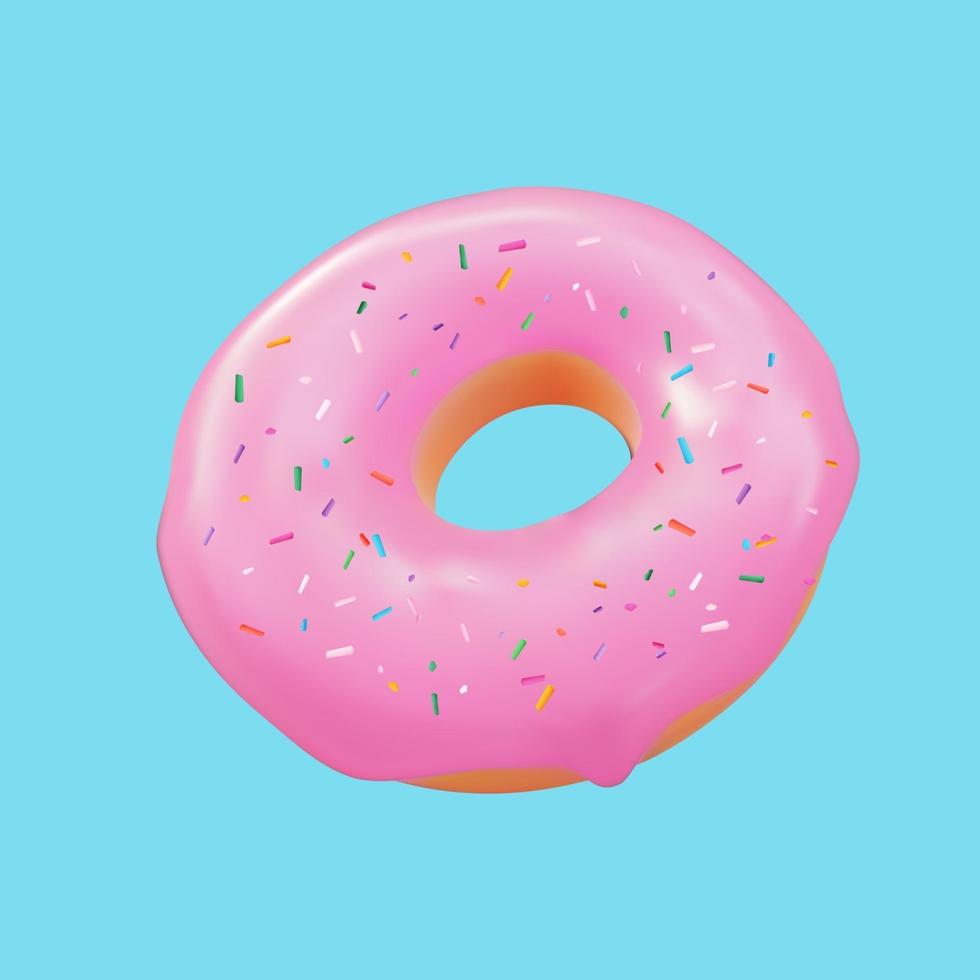 Donut dulce sabroso realista 3d. ilustración vectorial vector