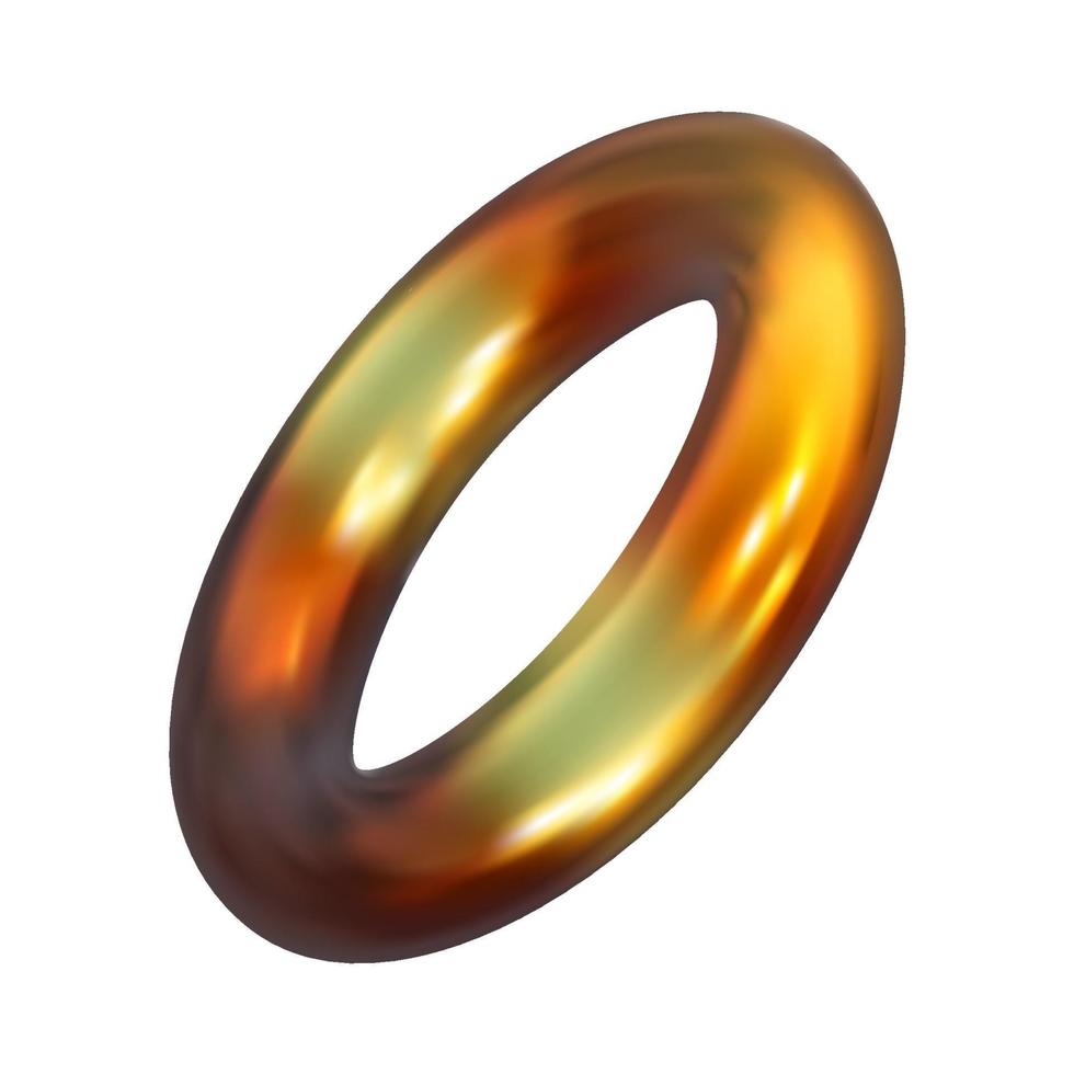 Realistic 3d render metallic color gradient geometric shapes objects vector