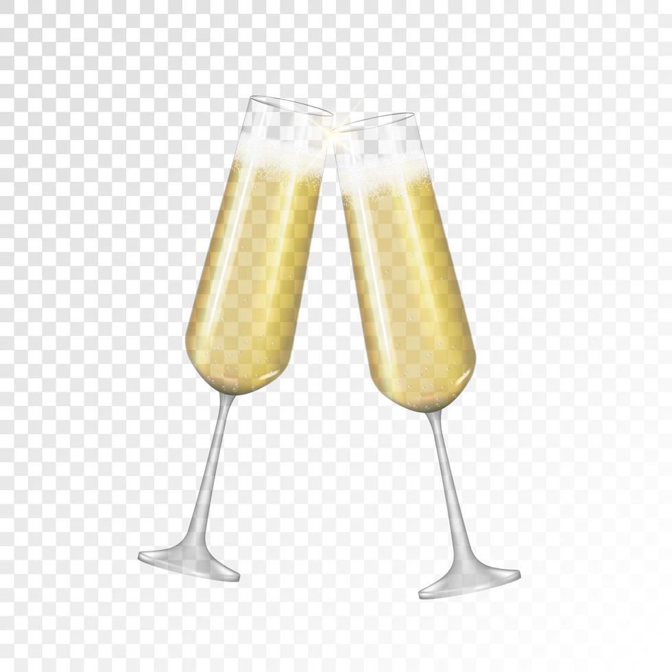 Realistic 3D champagne Golden Glass Icon isolated vector