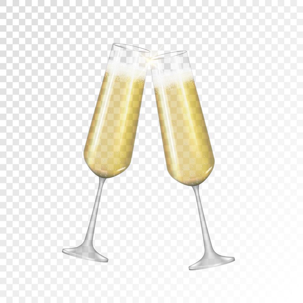 Realistic 3D champagne Golden Glass Icon isolated vector