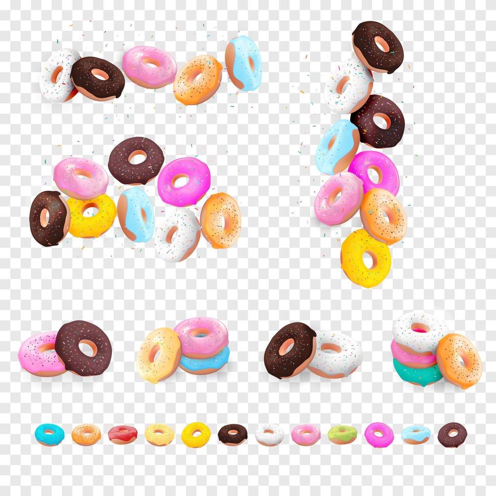 Realistic 3d sweet tasty donut background. vector