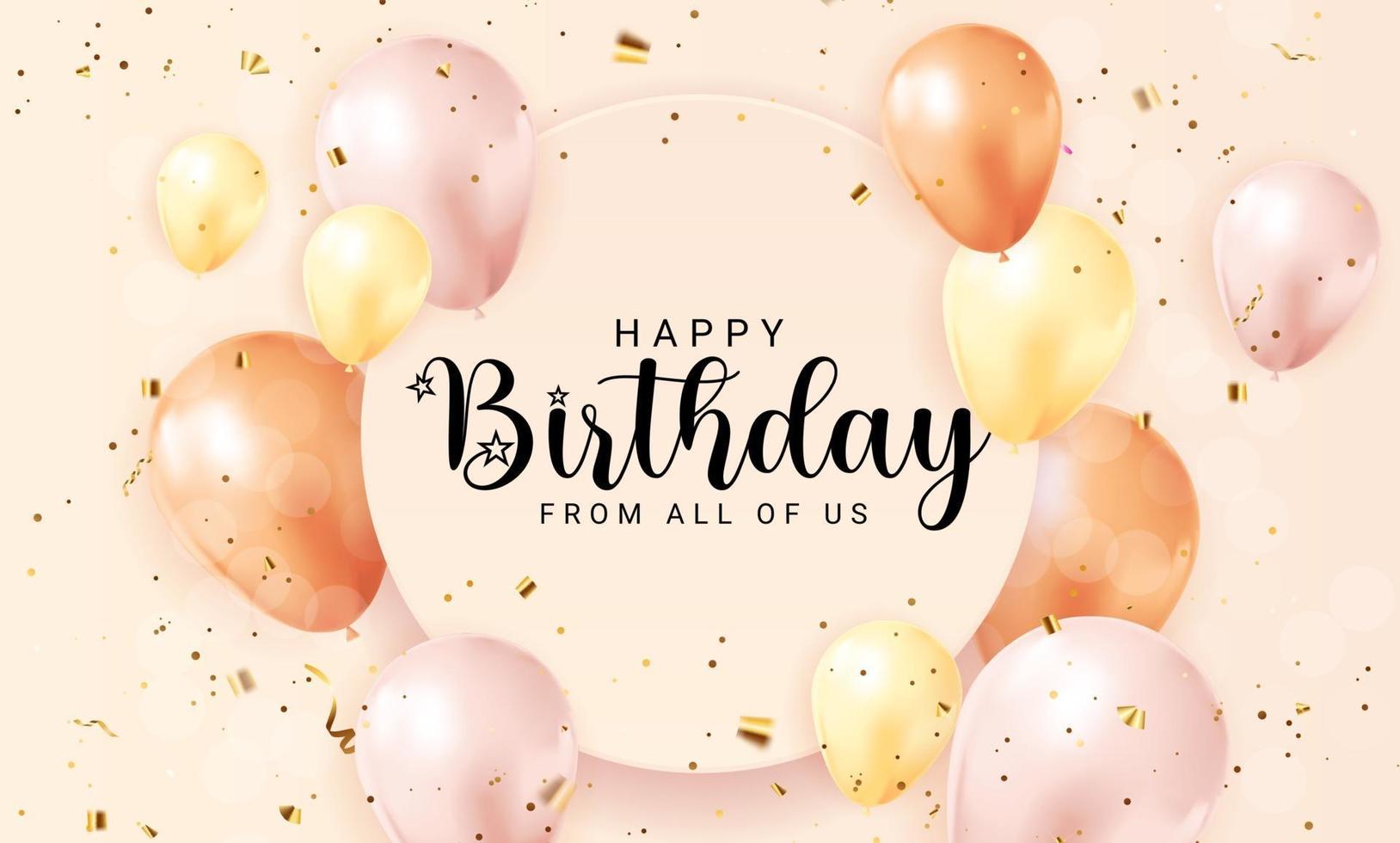 Happy Birthday congratulations banner design with Confetti, Balloons vector