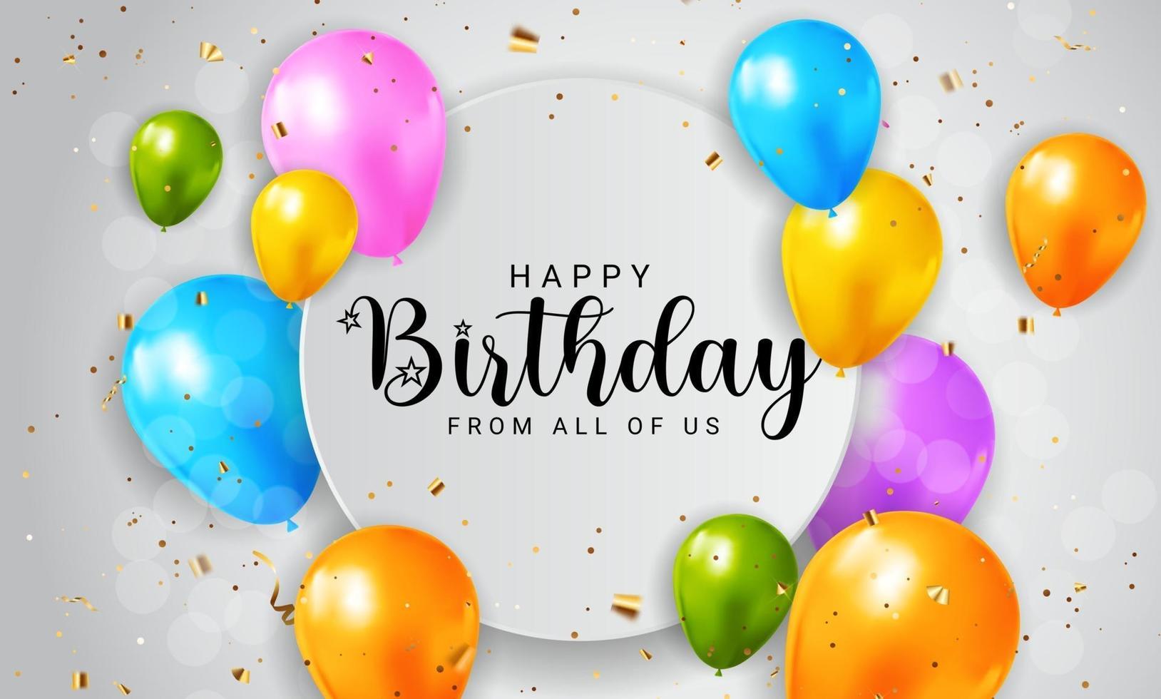 Happy Birthday congratulations banner design with Confetti, Balloons vector