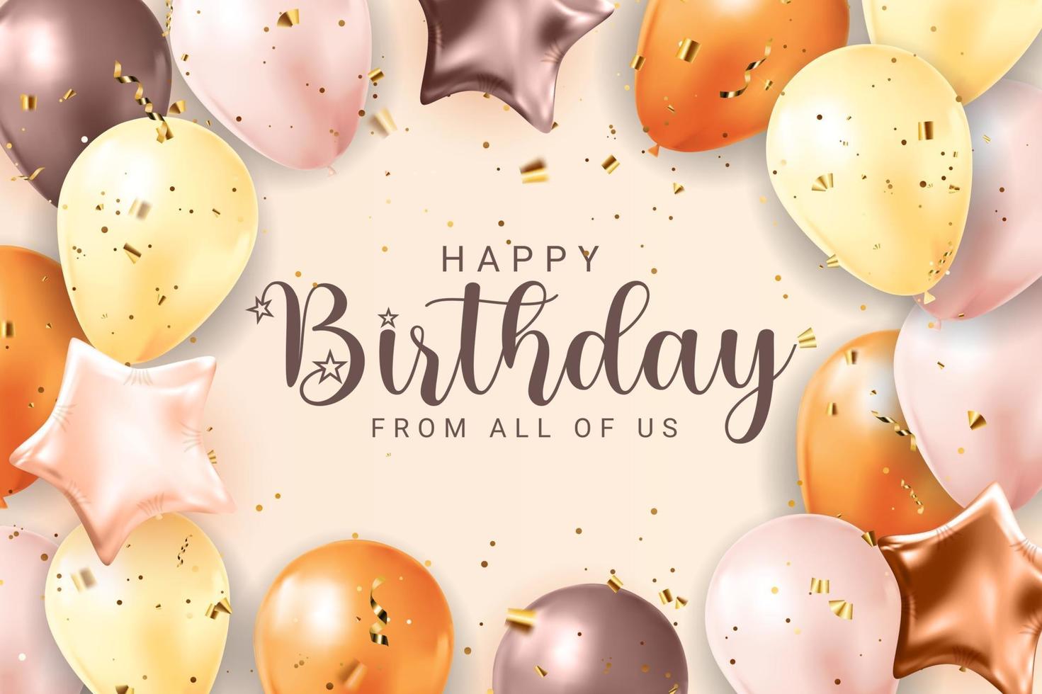 Happy Birthday congratulations banner design with Confetti, Balloons vector