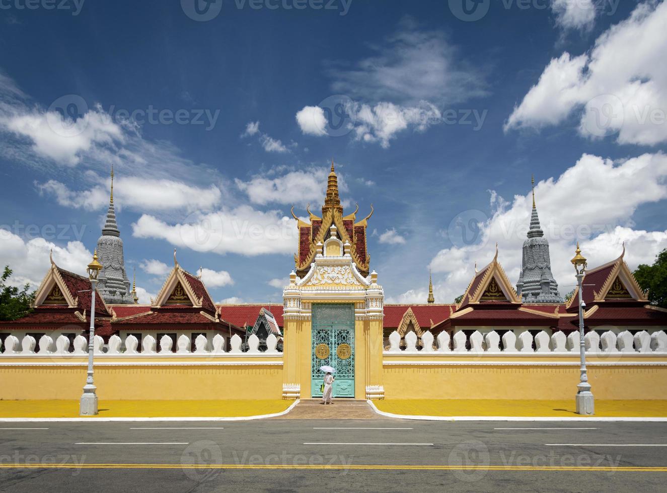 View of royal palace landmark exterior in Phnom Penh city Cambodia photo