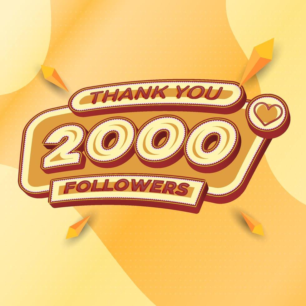 2000 followers square banner modern look vector