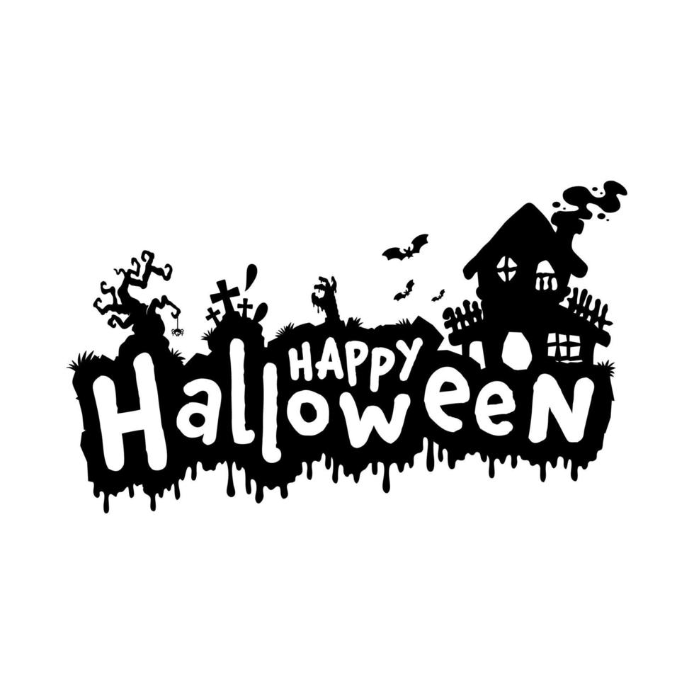 vector de diseño de texto de feliz halloween de miedo para fiesta de noche de halloween