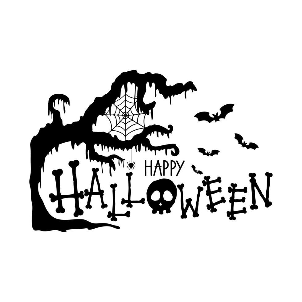 vector de diseño de texto de feliz halloween de miedo para fiesta de noche de halloween