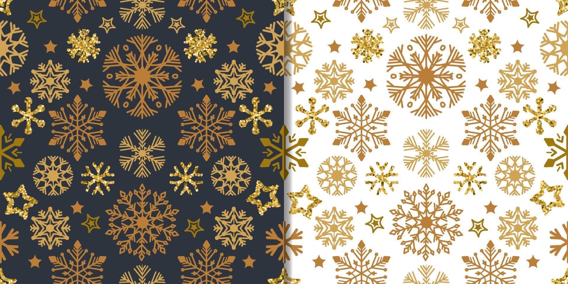 Christmas cute snowflakes set with seamless pattern vector