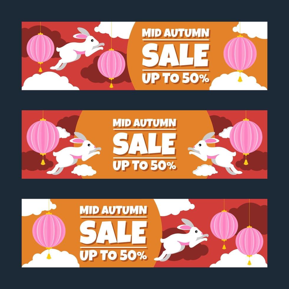 Mid Autumn Sale Banner Set vector