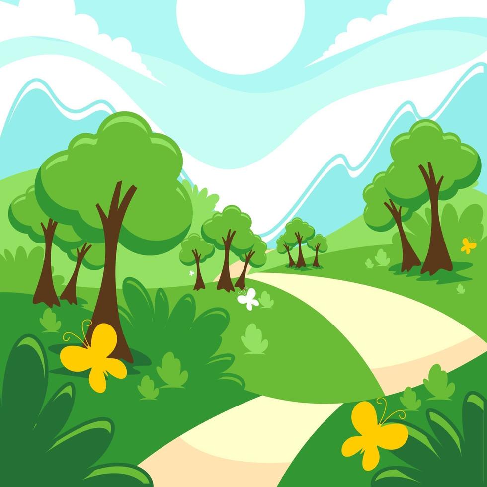 Flat Nature Landscape Scene Background vector