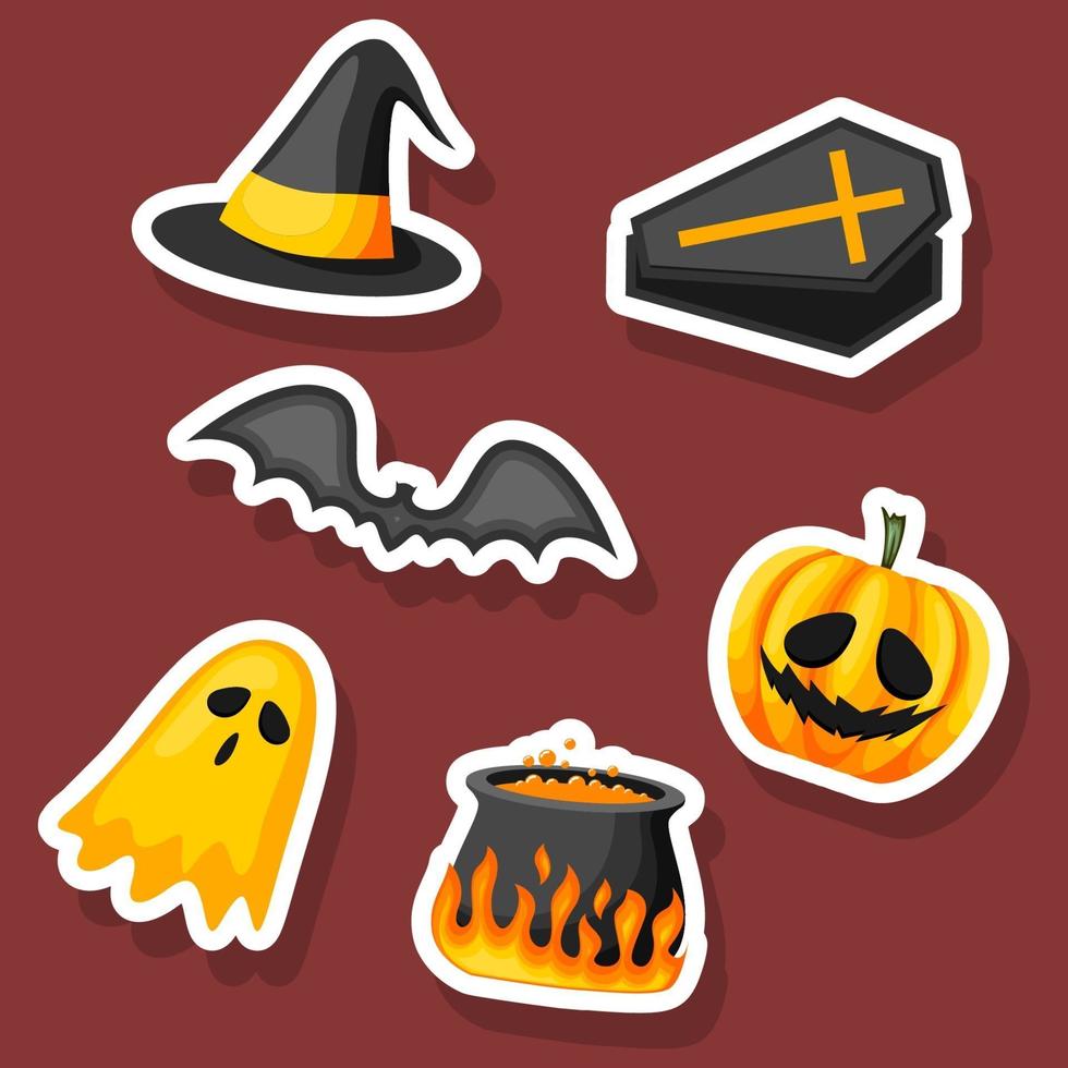 Halloween Theme Sticker Set vector