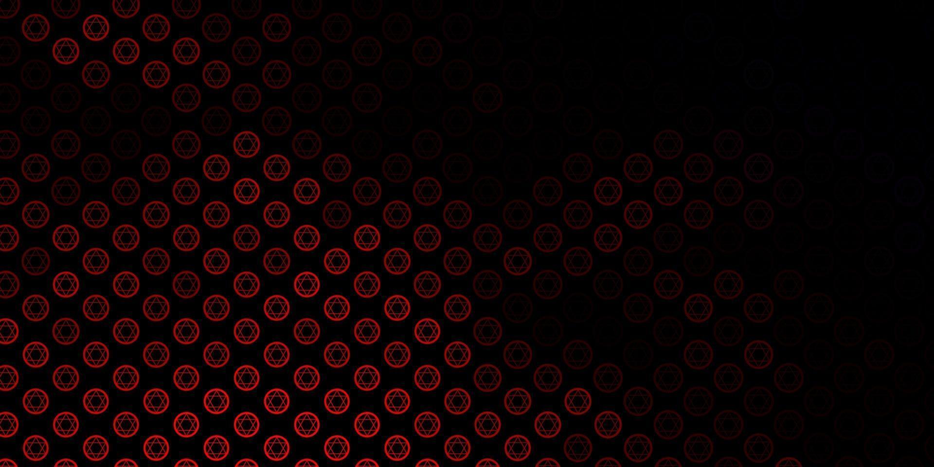 Dark Red vector backdrop with mystery symbols.