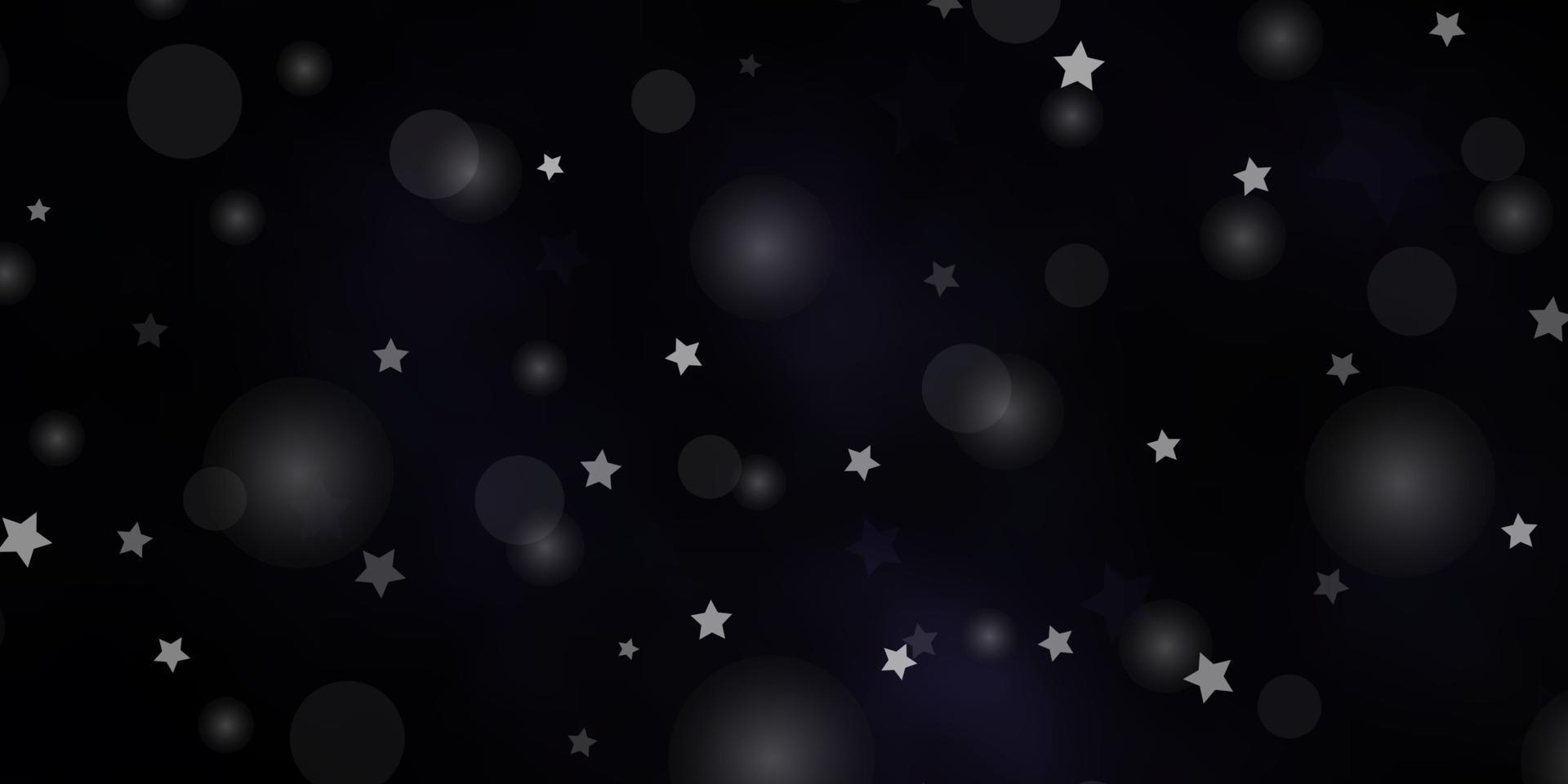 Fondo de vector gris oscuro con círculos, estrellas.