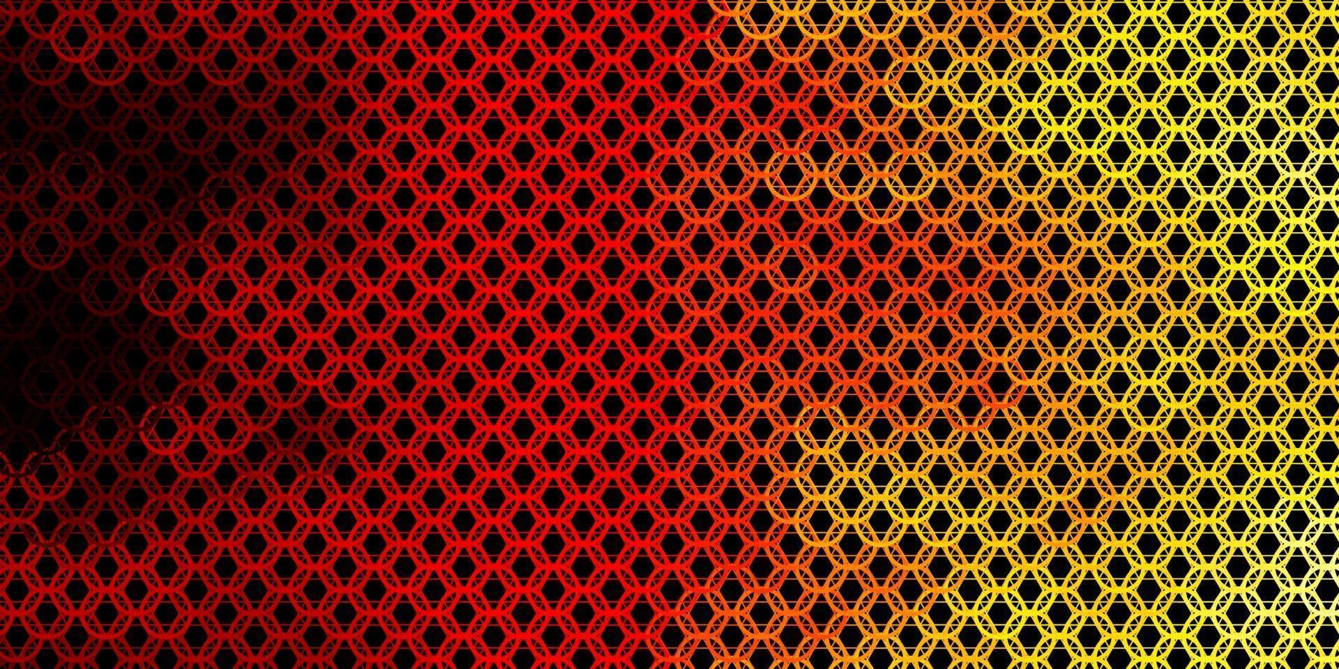 Dark Red, Yellow vector background with occult symbols.