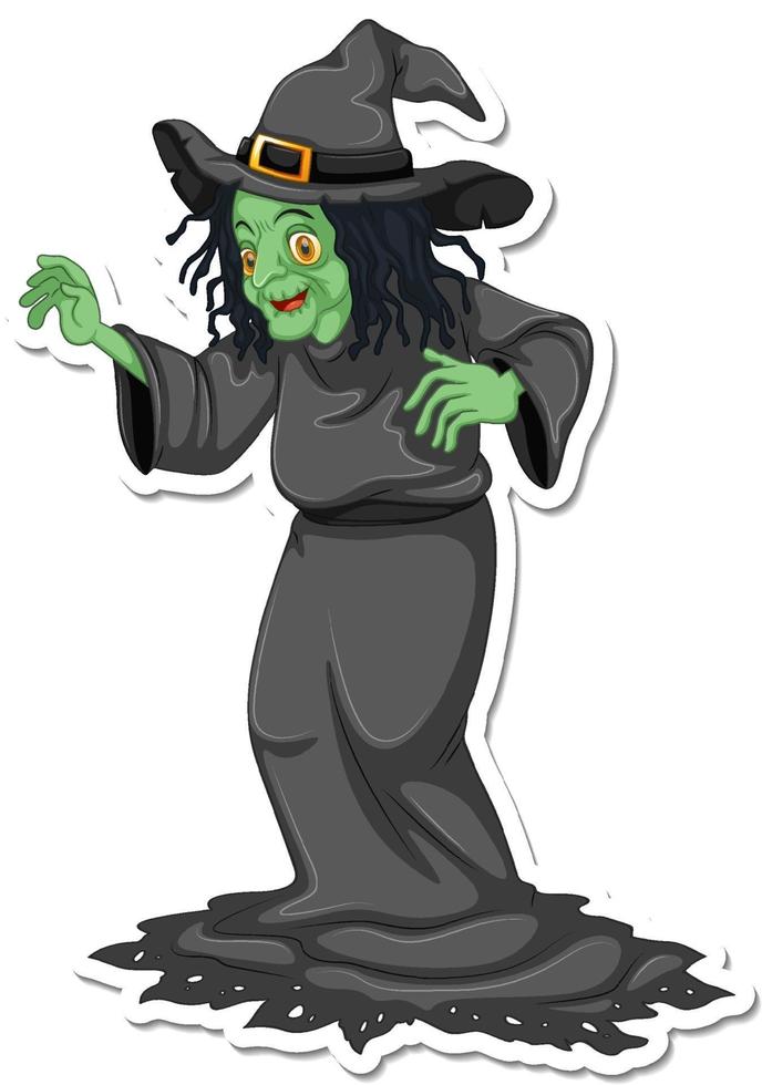 An old witch cartoon character sticker vector