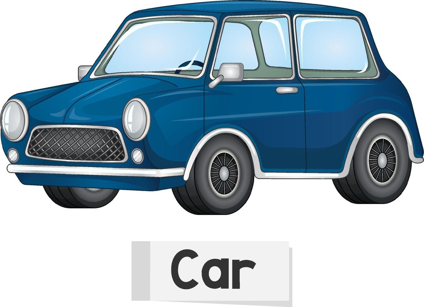 Educational English word card of car vector