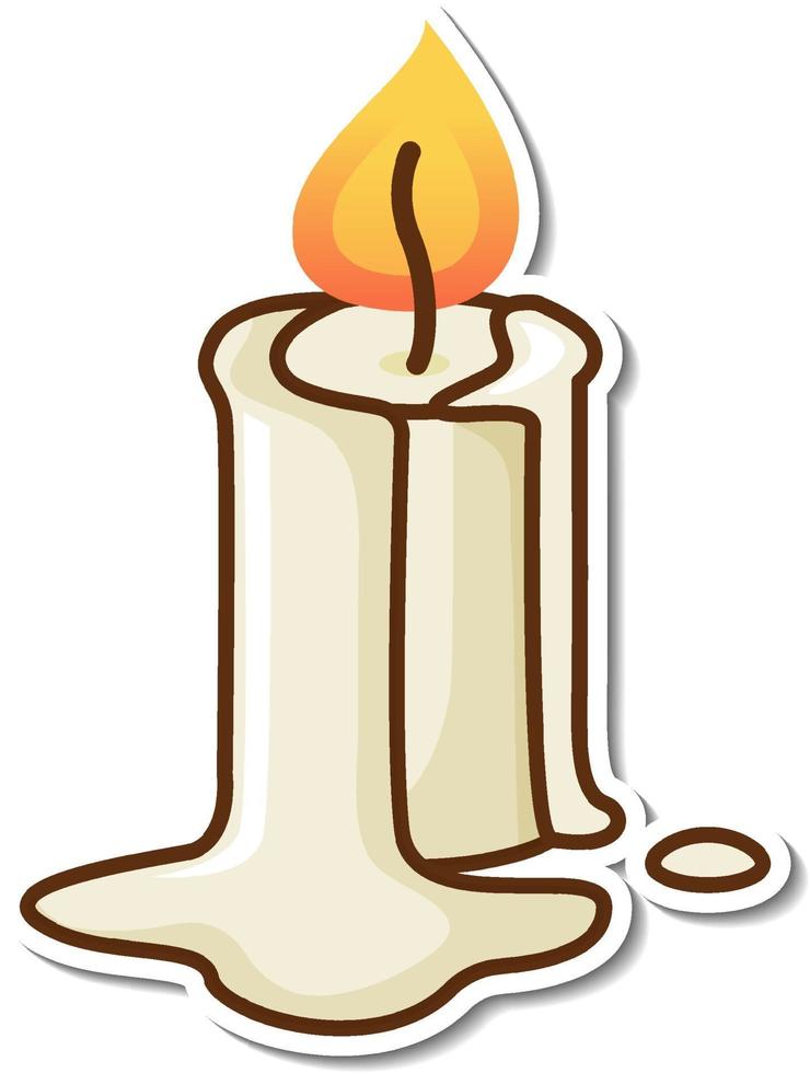 Melting candle sticker on white background vector