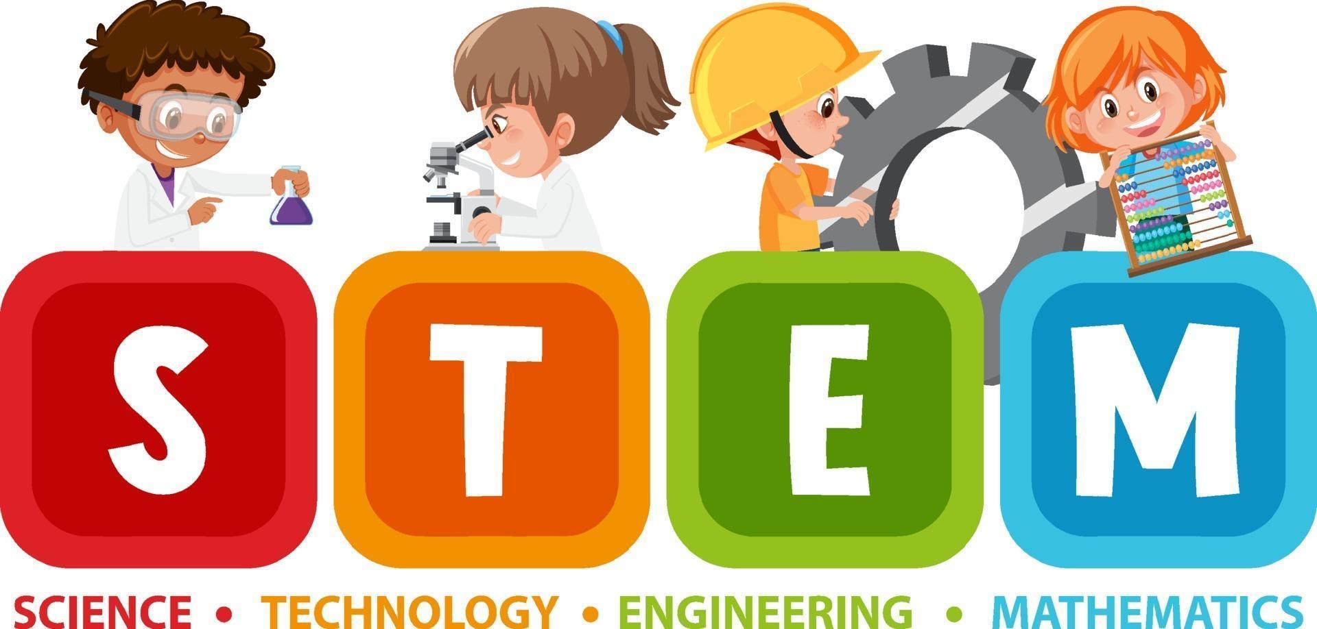 Colourful STEM education text icon vector