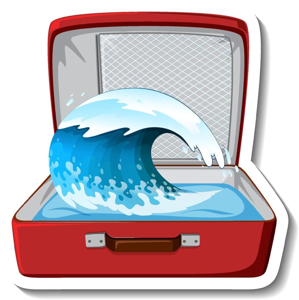 Ocean wave in the opened suitcase vector