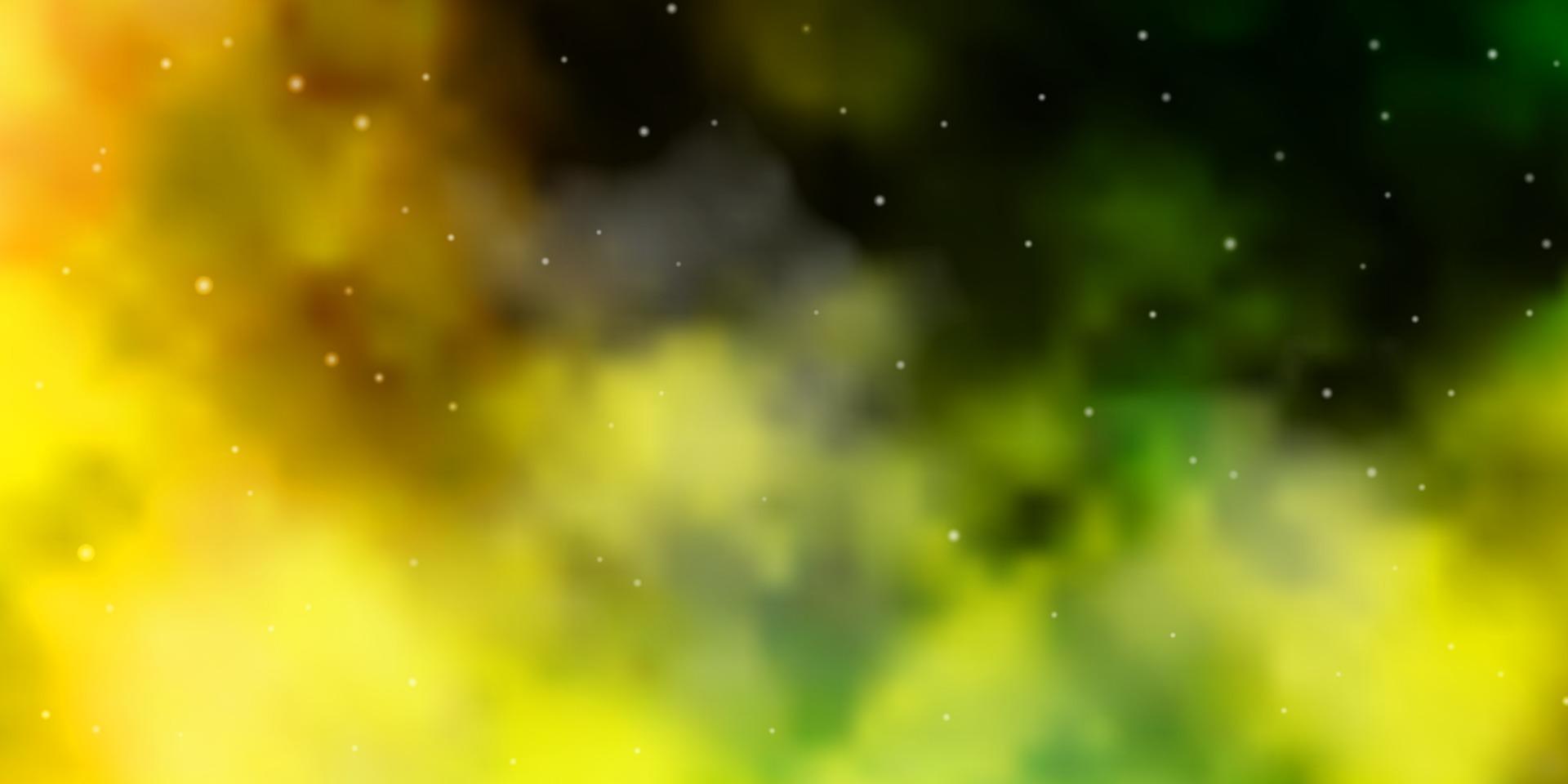 patrón de vector verde claro, amarillo con estrellas abstractas.