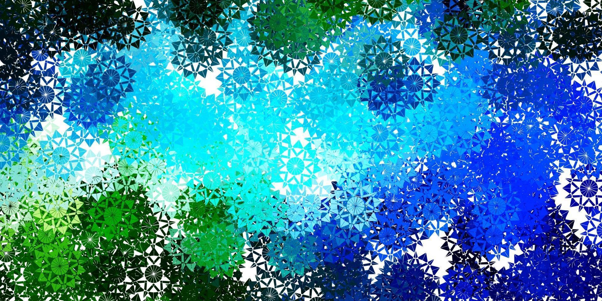 Light Blue, Green vector pattern with colored snowflakes.