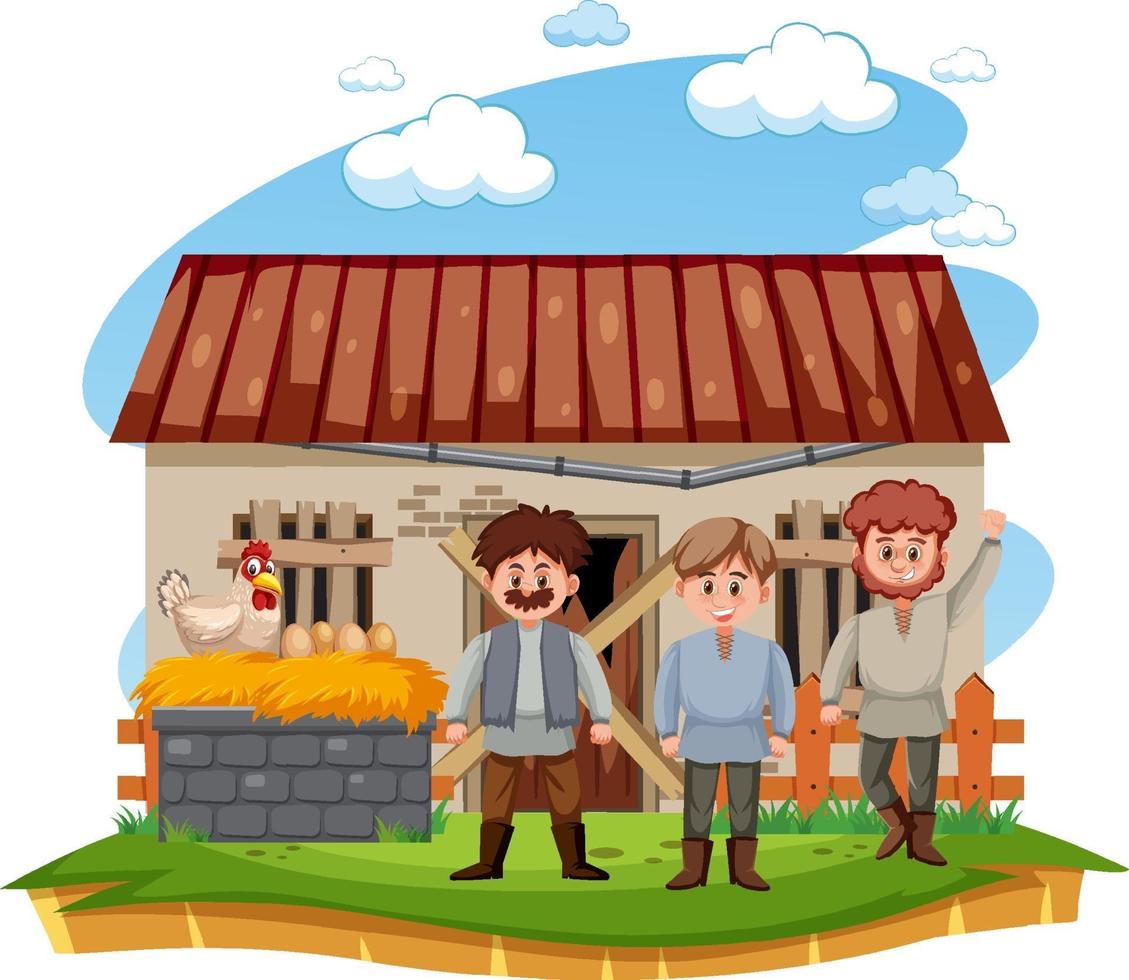 People in front of the house vector